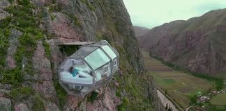 cliff-hanging sleep pod