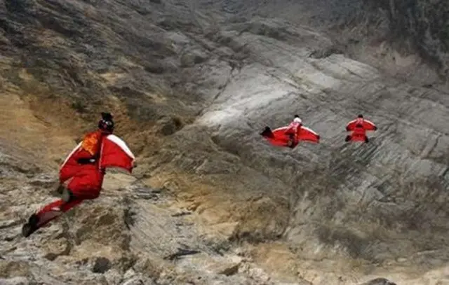 Base jump from Trango Towers