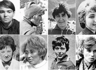 7 август 1974: най-голямата трагедия в световния женски алпинизъм Татяна Бардашова, Нина Василиева, Ирина Любимцева, Людмила Манжарова, Илсияр Мухамедова, Галина Переходюк, Валентина Фатеева, Елвира Шатаева