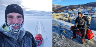 3200 км с колело, каяк и ски: от Болоня до Норвегия Във втория етап Лоренцо Бароне се придвижва със ски и шейна, на която е натоварил багажа си, а температурите падат до -35˚C