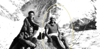 В подножието на вр. Шхара - Георги Щерев е отдясно