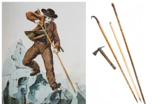 Алпенщок: гегата, прародител на пикела Алпенщок. През 1876 г. Балма се изкачва на Монблан, държейки дълга пръчка със заострен връх и, закрепена на колана му,брадва с къса дръжка.